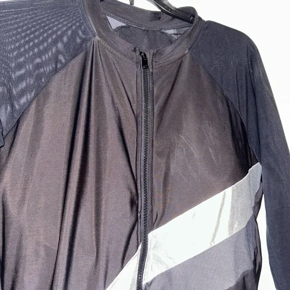 Black and Silver Long Sleeve Swimsuit - Picture 2 of 5